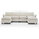 [NEW ARRIVED]Modular Sofa,U Shaped Cloud Couch Comfy Set ,6-Seater, 2 Armrest Pillows, Convertible Sectional  Couch, Living Room,Apartment, Chenille(2 Movable Ottoman),Beige