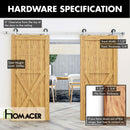 Non-Bypass Sliding Barn Door Hardware Kit - T-Shape Design Roller - Silver Finish