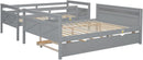 Grey Trundle Bunk Bed Twin Over Full With Guardrail