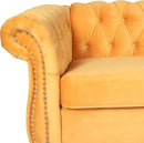 Three Piece Mango Velvet Chesterfield Sofa Set With Club Chair And Loveseat For Living Room