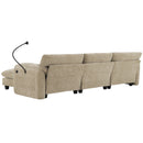 [VIDEO Provided] 108' Modular Sectional Sofa, L-Shape with 31.5' Extra-Wide Seat Cushion, USB and Type-C Charger, Phone Holder and 2 Side Storage Pockets, Free Movement Ottoman, Striped Chenille