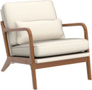 Beige Linen Fabric Mid Century Upholstered Accent Chair