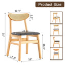 Cozy Natural Wood Color Rubberwood Dining Chair Set - 8 Pieces, Solid Wood and Rattan-Style Design, Small Curved Back, PU Cushion, And Beautiful Shape Match Perfectly With Any Room And Everyday Use.