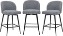 Set Of 3 Counter Height Bar Stools 360 Degree Swivel Grey
