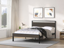 Ceres Queen Size Metal Platform Bed Frame with Wooden Headboard and Footboard, Mattress Foundation, No Box Spring Needed, Large Under Bed Storage, Non-Slip Without Noise, Walnut