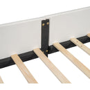 Twin Size Upholstered Platform Bed with Guardrail, White