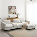 [VIDEO+NEW]109*57' Modern Sectional Cloud Sofa with Console,USB charger,Reading Light,Cup Holder,Wide Seat,4 Seat Chenille Modular Couch,Storable Indoor Funiture for Living Room,Apartment,2 Colors