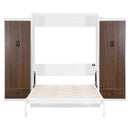 Queen Size Murphy Bed Wall Bed with Closet ,Drawers and Table,White