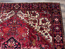Persian Heriz Rug 8x11, Geometric Design, Red & Cream