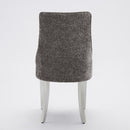 Rayon Cloth Flocking Chenille Dining Chairs Channel Kitchen Dinner Chair Comfy Fabric Upholstered Accent Chair for Dining Room with Silver Brushed Stainless Steel Legs,Set of 2 (Gray), SW1747GY