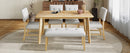 6PCs Dining Room Table Set, Rustic Farmhouse Dining Room Rectangular Table with 4 Upholstered Chairs and Bench, Solid Wood Kitchen Dining Table Set for 6 Persons