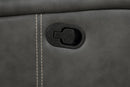 Gray Faux Leather Reclining Loveseat With Manual Recline