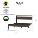 Ceres Queen Size Metal Platform Bed Frame with Wooden Headboard and Footboard, Mattress Foundation, No Box Spring Needed, Large Under Bed Storage, Non-Slip Without Noise, Walnut