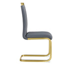 Modern Dining Chairs, PU Faux Leather High Back Upholstered Side Chair with Golden C-shaped Tube Metal Legs for Dining Room,Kitchen(Set of 2 )(DARK GRAY+PU)W1151104365