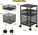 Rolling File Cart With Sliding Drawer For A4 Files