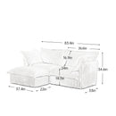 Slipcovered Sectional 2 Seater Sofa Couch with Convertible Ottoman, Wide and Deep Seat L Shaped Sofa with Detachable Cover and Soft Multiple Big Pillows,Black Corduroy Fabric