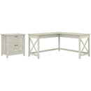 60W L Shaped Desk With Mobile File Cabinet For Home Office