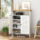 Modern Minimalist MDF Shoe Cabinet with Sliding Door Design - White