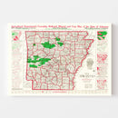 Vintage Map of Arkansas 1919