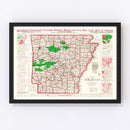 Vintage Map of Arkansas 1919