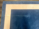 Blue and Cream Square Rug 10x10 ft, Large Square Carpet