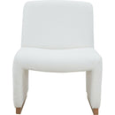 Comfy Accent Chair, Upholstered Slipper Chair, Armless Chair with Wood Legs and Soft Fabric for Living Room, Bedroom, White