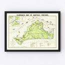 Vintage Map of Martha's Vineyard, 1913