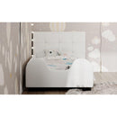 Twin Size Upholstered Platform Bed with Guardrail, White