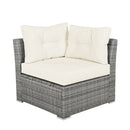 Patio Furniture Set Outdoor Daybed Rattan Sectional with Cushions and Center Table, Beige, Iron & Rattan, Multiple Sizes