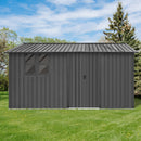 Metal garden sheds 12ftx10ft outdoor storage sheds grey with window with sliding door