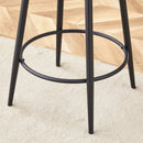 Fashionable Ergonomic Bar Chairs with Brown Technology Fabric Cushions, Black Metal Legs, 35.5 Inches.Set of 2.
