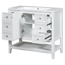 36' Bathroom Vanity with Sink Combo, One Cabinet and Three Drawers, Solid Wood and MDF Board, White (Old Sku:SY999505AAK)