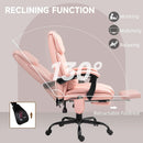Pink Massage Office Chair With 6 Vibration Points Footrest