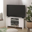 50 Inch White TV Stand With Concealed Storage And Shelves