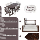 Elegant Patio Dining Set with Removable Cushions in Dark Brown Acacia Wood for Outdoor Spaces