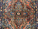 Antique Persian Lilihan Rug 2x4, Red, Floral, Wool, Handmade Lilian Persian Carpet
