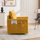UNITED WE WIN Swivel Barrel Chair - Mid Century Modern Chair, Thick Padded Arm Chair with Solid Metal Base, Comfortable Single Sofa Chair, Swivel Accent Chair for Living Room Bedroom