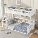 Twin XL over Queen Bunk Bed with Ladder and Guardrails, White
