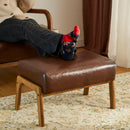 Rectangular Leather Ottoman Bench Twenty Four Point Five Inches Walnut