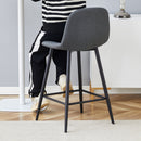 Dark Gray Linen Fabric Bar Chair Set - Two Pieces, Rounded Backrest, Metal Legs, Multiple Colors