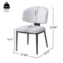 Modern PU Leather Upholstered Dining Chairs Set of 2, White, Metal Legs, 21x24.75x32 inches