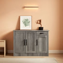 Gray Entryway Sideboard Cabinet With Drawers And Shelves