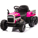 Ride on Tractor with Trailer,24V Battery Powered Electric Tractor Toy, 200w*2motor 1.86-4.97MPH/Remote Control,electric car for kids,Three speed adjustable,USB,MP3 ,Bluetooth,LED light, safety belt.