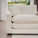 Classic & Modern Sectional Sofa with Ottoman - Light Beige Corduroy Upholstered 3-Seat Couch for Living Room