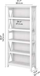 Tall 5 Shelf Bookcase In Pure White Oak Modern Farmhouse
