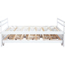 Twin Size Bed with Headboard, Footboard, Trundle and Three Storage Drawers, Twin Size Pine Wood Bed with Headboard, Footboard,White