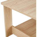 A modern and practical log colored textured coffee table,tea table. The double-layer coffee table is made of MDF material. Suitable for living room 43.3"x21.6"x16.5"