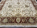 Pakistani Rug 9x12, Floral Allover Peshawar Carpet, Chobi, Beige and Rust Red, Traditional