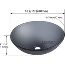 Tempered Glass Matte Bathroom Vessel Sink, Round Bathroom Basin (Tempered Glass Matt Gray)