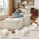 Beige Chenille Contemporary Ottoman Reading Chair Set
